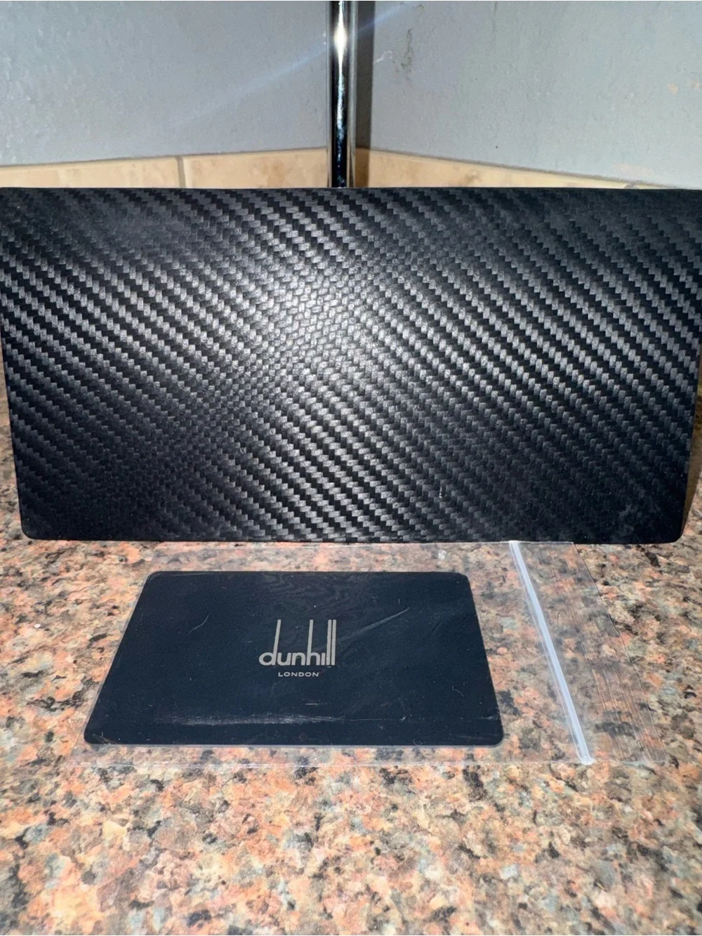 Dunhill London Chassis Carbon Fiber Print Leather Wallet ✅AUTHENTIC✅ retail $350